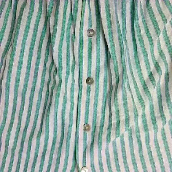 Draper James Button Front Striped Linen Bodysuit Collared Size XL - Picture 4 of 6